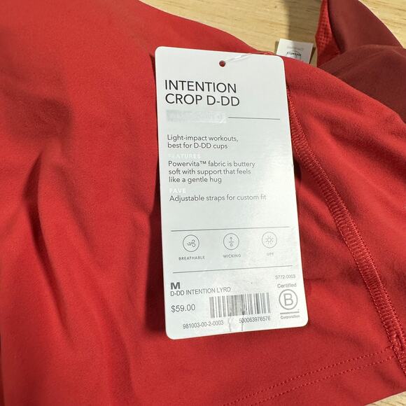 Athleta Intention Crop Top D-DD Women's Size Medium Lychee Red New With Tag - Picture 6 of 11